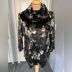 Floral Velvet Cowl Neck Top